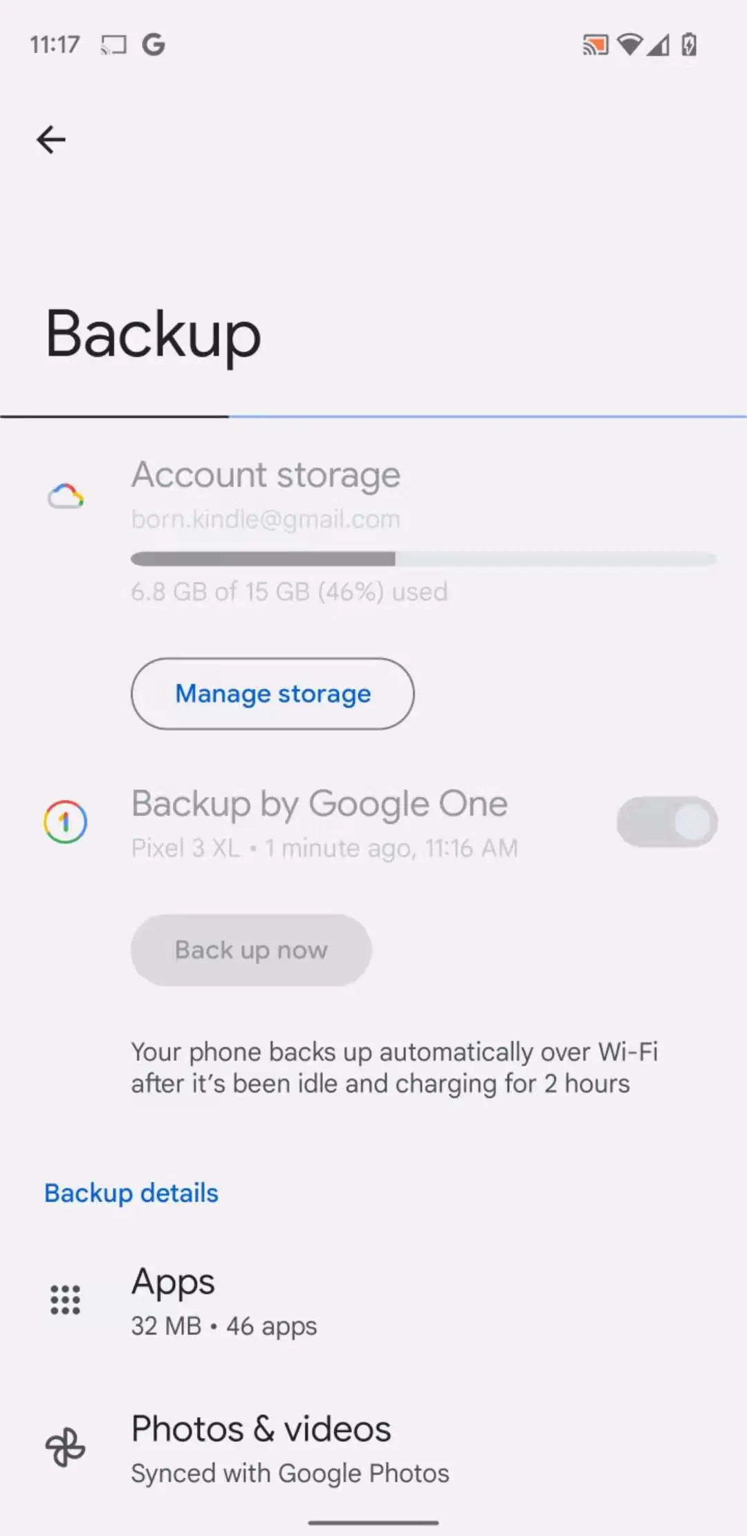 Google One 备份